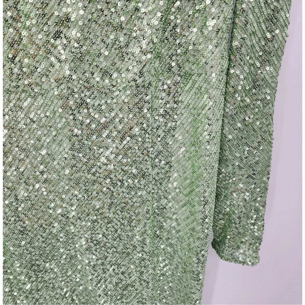 ASOS DESIGN Tall embellished sequin pencil midi dress Green Size size US 12 - Picture 6 of 14